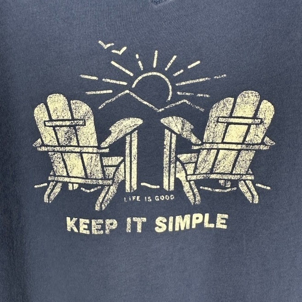 Life Is Good Tshirt Womens Large Blue Short Sleeve V Neck Comfort Summer Beach - Picture 4 of 12